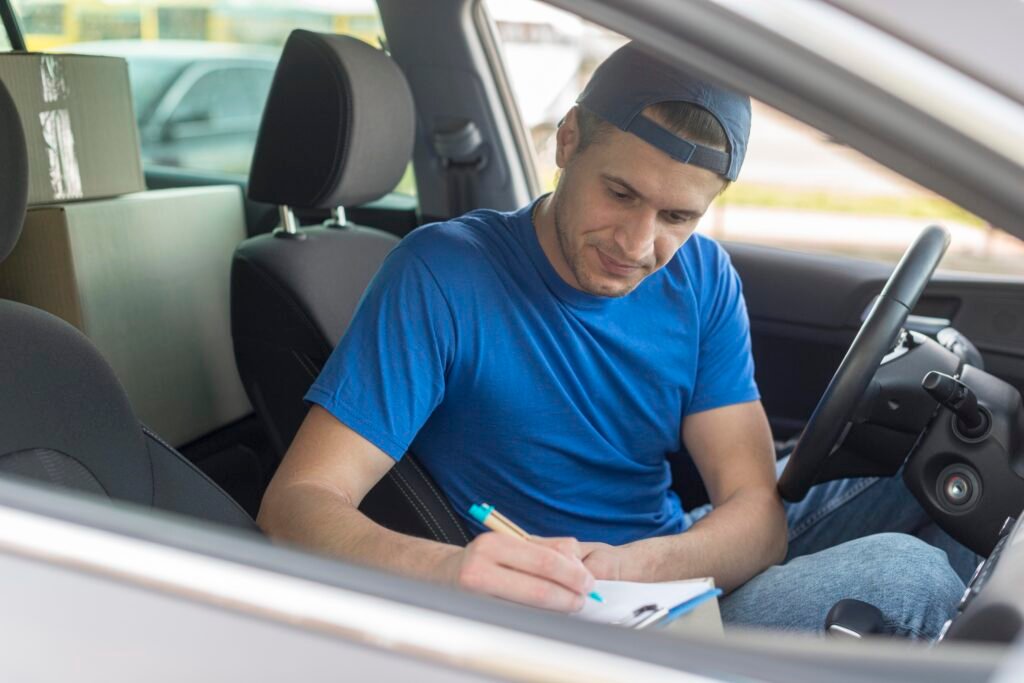 Student preparing for driving test with instructor guidance